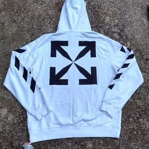 Off-White Virgil Abloh Diag Arrow Hoodie White Black size 2XL new